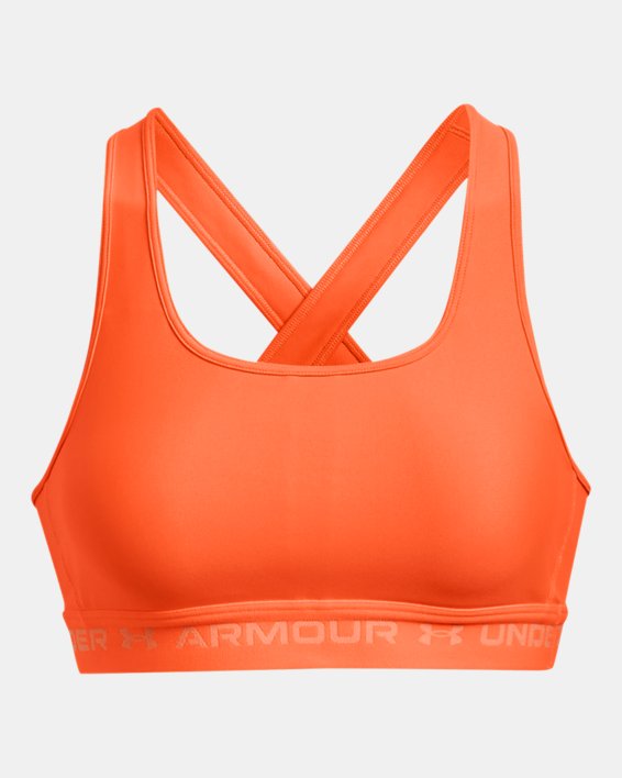 Women's Armour® Mid Crossback Sports Bra, Orange, pdpMainDesktop image number 10